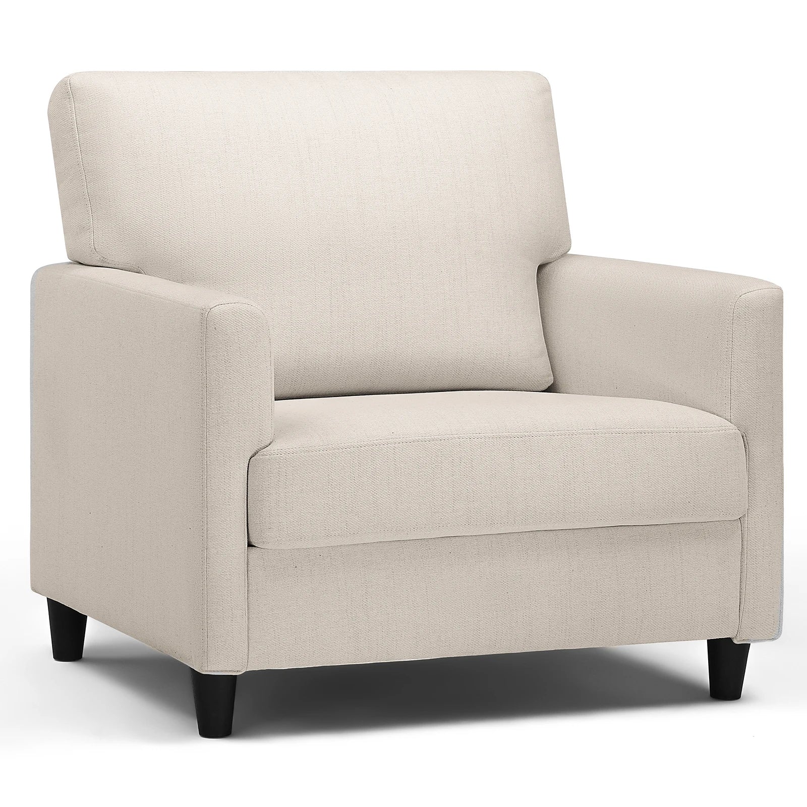 Relaxstoel – Fauteuil – Lounge Stoel – Zitstoel – Zacht Linnenhoes – Dikke Foam Vulling – Ergonomisch Design - 82 x 78 x 93 cm - Wit - QUORE