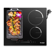 Inductie kookplaat - Induction Hob - Induction Cook Top - Inductie Fornuis - Elektrische Brander - 4 Platen met Stekker - Inbouw 59 cm - 500 W - Combinatiezone voor Grill - Slider Touch Control - 220 V - 50 Hz - Zwart
