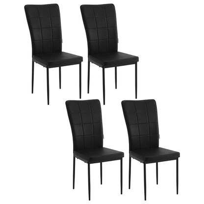 Eetkamerstoelen - Set Moderne Eetkamerstoel - Eetstoel - Tuinstoelen - Gevoerde Stoelen met Hoge Rugleuning - Elegante Kunstlederen Stoelen voor Woonkamer, Keuken en Restaurant - Set van 4 - Zwart