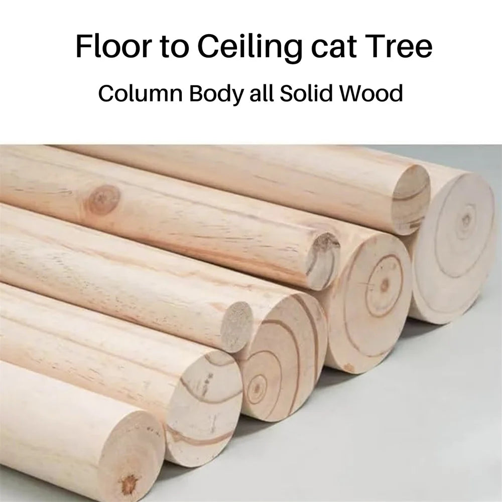 Katten Klimboom - van Hout - Kitten Krabpaal - Katten Klimmuur - Sisal Krabpalen - Krabpaal - Kattenboom - Arbre a Chat - Hangmat & Speeltjes - met 4 Verdiepingen - Typ A
