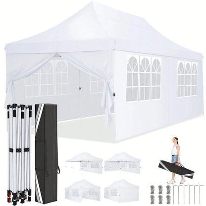 Partytent – Tuinklok – Tuinoverkapping – Pavilion – Overkapping – Waterdicht Oxford Stof – Verstelbare Hoogte – Afneembare Zijwanden - Wit