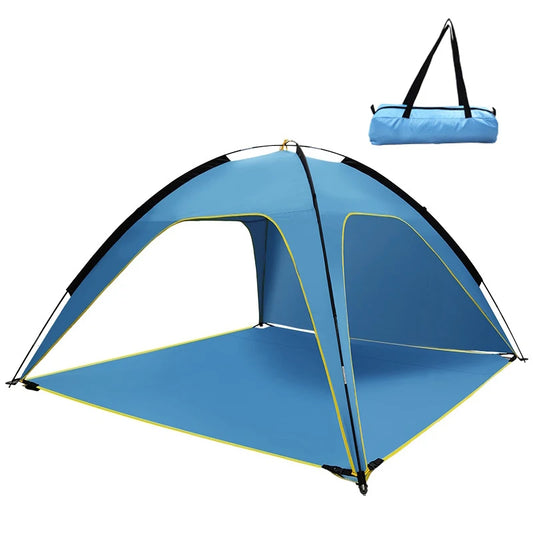 Strandtent 3-4 Personen – Pop-up Tent met Zon- en Regenbescherming – Snelle Openingsconstructie – Opvouwbare Tent voor Strand & Tuin – 210x210x130 cm – Blauw