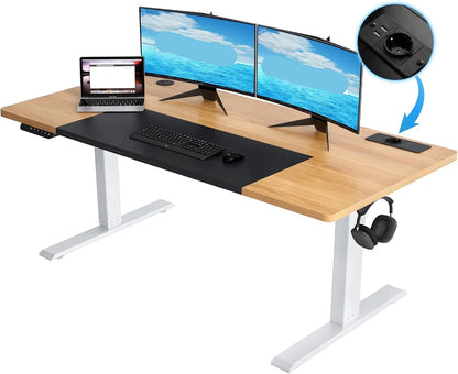 Verstelbaar Bureau – Zit Sta Bureau – Elektrisch Bureau – Hoogte-instelbaar Bureau – Bureau met USB – Ruim Werkblad 160x70 cm – Stabiel Stalen Frame - QUORE