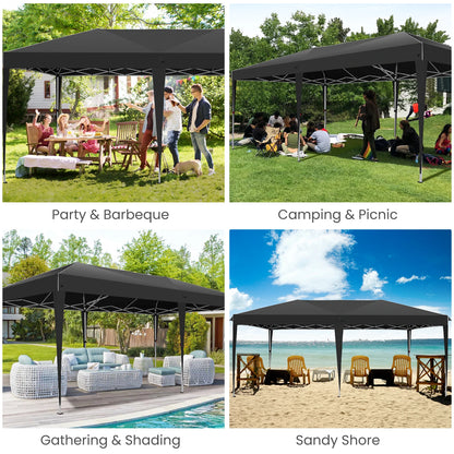 Vouwwagen – Pop-Up Tent – Opvouwbare Tent – Buiten Tent – Waterafstotend Oxford – 3x6 Meter – 6 Afneembare Zijwanden - Zwart