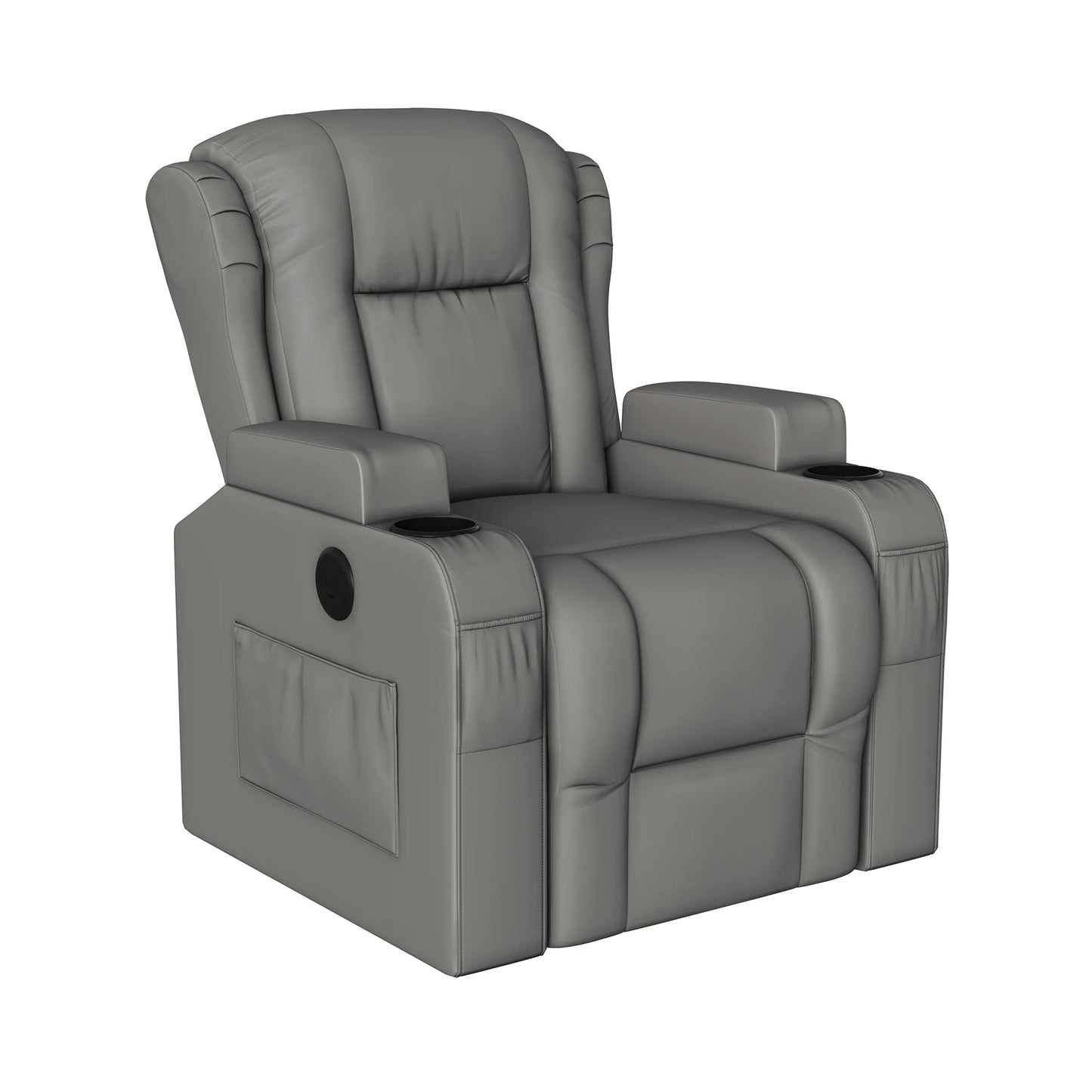 Relaxfauteuil – Relaxstoel – Massagestoel – Tv-stoel – Verstelbare Fauteuil Grijs – 8 Vibratiemotoren Met Verlichting – Handmatig Verstelbare Rugleuning Tot 150°