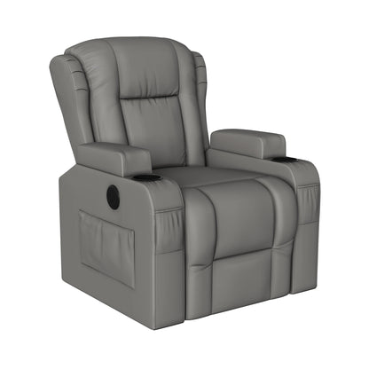 Relaxfauteuil – Relaxstoel – Massagestoel – Tv-stoel – Verstelbare Fauteuil Grijs – 8 Vibratiemotoren Met Verlichting – Handmatig Verstelbare Rugleuning Tot 150°