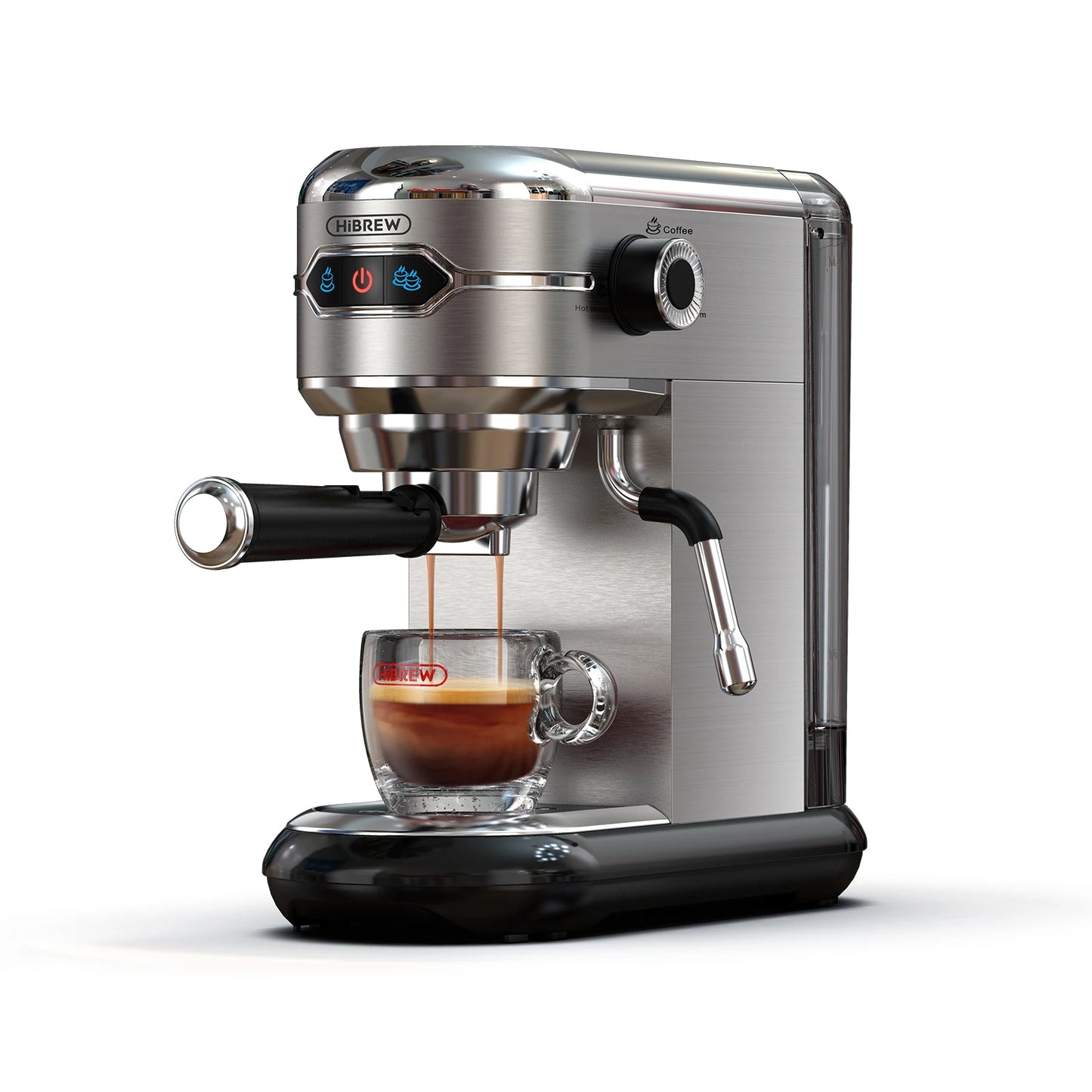 Espressomachine – 20 Bar – Compact Koffiezetapparaat - Semi-Automatisch - 1.1L - 1450W - ESE Pads - en Gemalen Koffie – RVS - Heetwaterfunctie - QUORE