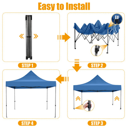Tuinentent – Partytent – Pop-Up Luifeltent – Overkapping – Tent – Waterdicht Oxford Stof – Roestvrij Stalen Frame - 3x3m - Blauw