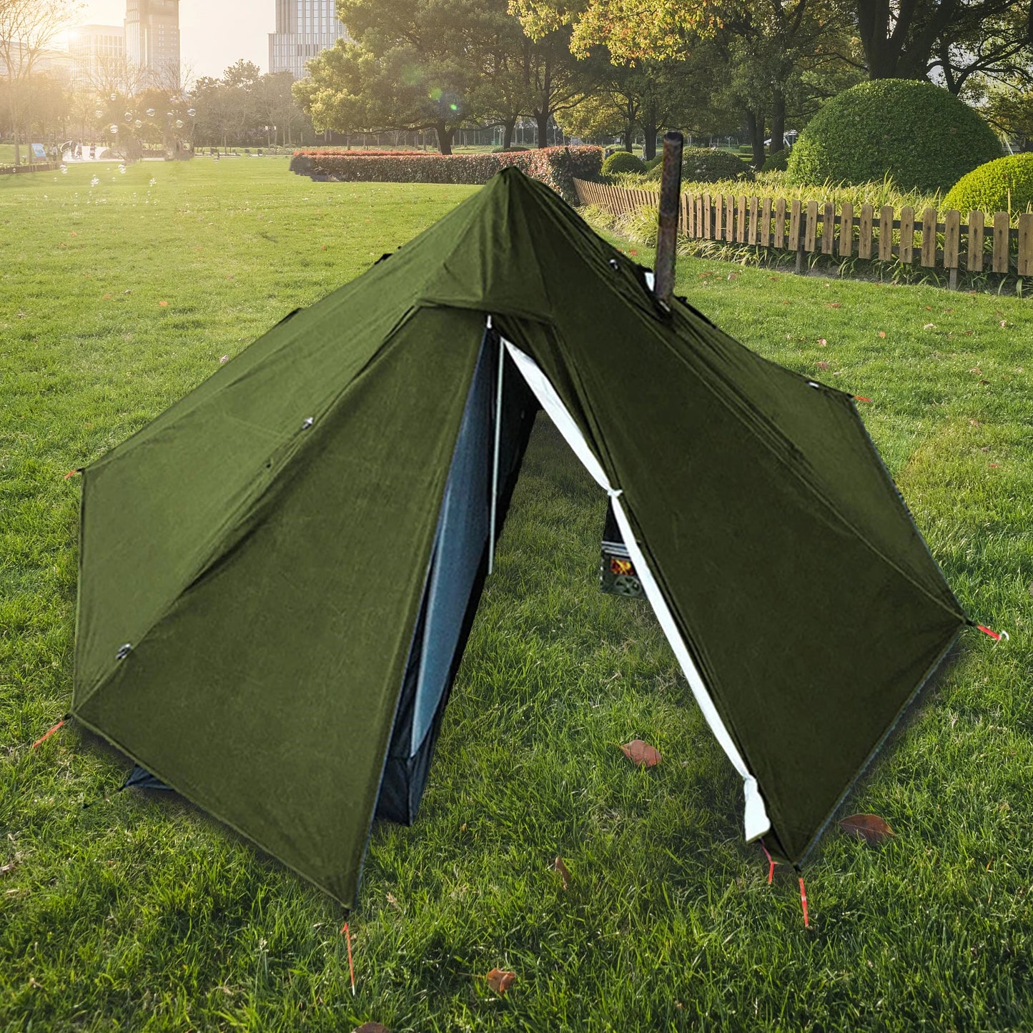 Ultralichte Tipi Tent met Schoorsteen & Dubbele Laag - 1 Persoons - Bushcraft Hot Tent voor 3 Seizoenen