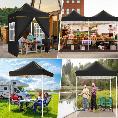 Partytent –  Pop-Up Luifel – Zonnescherm – Overkapping – Tuinpaviljoen – Waterdicht Oxford Doek – Verstelbare Hoogte - 2 x 2 Meter - Zwart