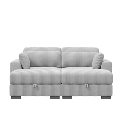 2-zits bank – tweezitsbank – sofa – zithoek – loveseat – modulaire opstelling – ribcorduroy bekleding – compact grijs design - QUORE