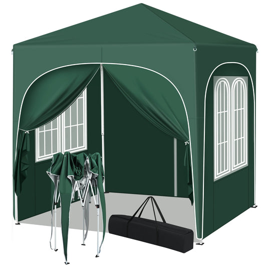 Folding Party Tent - Easy up Party Tent - Pop-up Pavilion - 2x2m - Adjustable Height - Side Walls - Waterproof - UV - Protection - Outdoor - Green