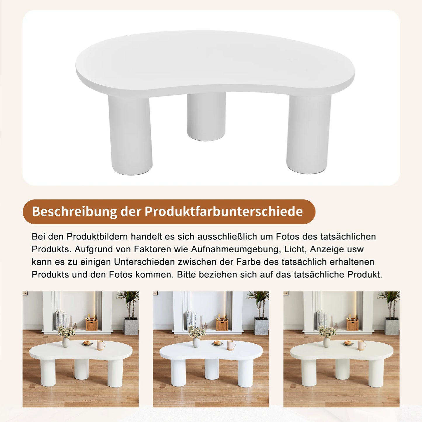 Halve Maan Salontafel – Bijzettafel – Woonkamertafel – Moderne Tafel – MDF Tafelblad – PVC Poten – Anti-Kras Viltjes