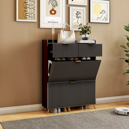 Schoenenkast – Schoenenrek – Schoenopberger – Halmeubel – Dressoirkast – Compact en Ruimtebesparend – Zwart Met Wit