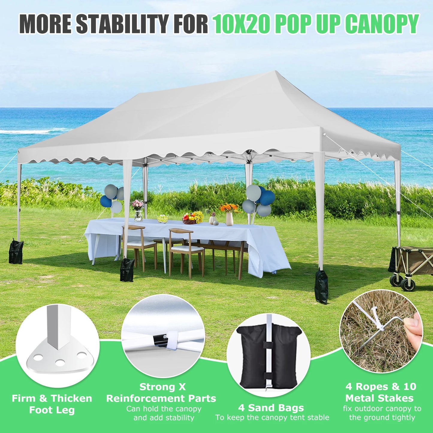 Partytent – Tuinpaviljoen – Evenemententent – Overkapping – 3x6 Meter – Staalframe – Waterdicht Met Zijwanden - Wit