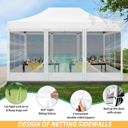 Tuinpaviljoen – Tuinhuisje – Pop-Up Tent – Buitenverblijf – Luifel – Waterdicht Frame – Verstelbare Hoogte - Wit