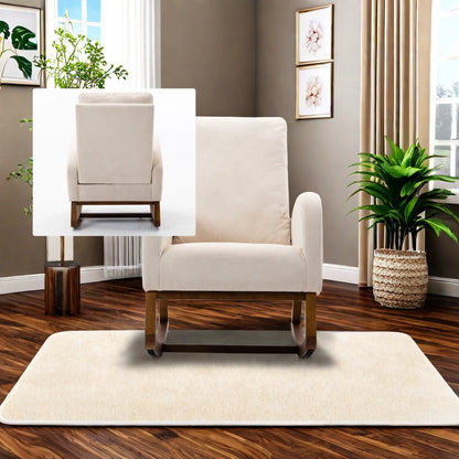 Schommelstoel – Schommelstoel Met Kussen – Relaxstoel – Houten Stoel – Ergonomisch Ontwerp – Hoog Rugleuning – Linnen Kussen - 68.98 x 94 x 100.84 cm - Beige