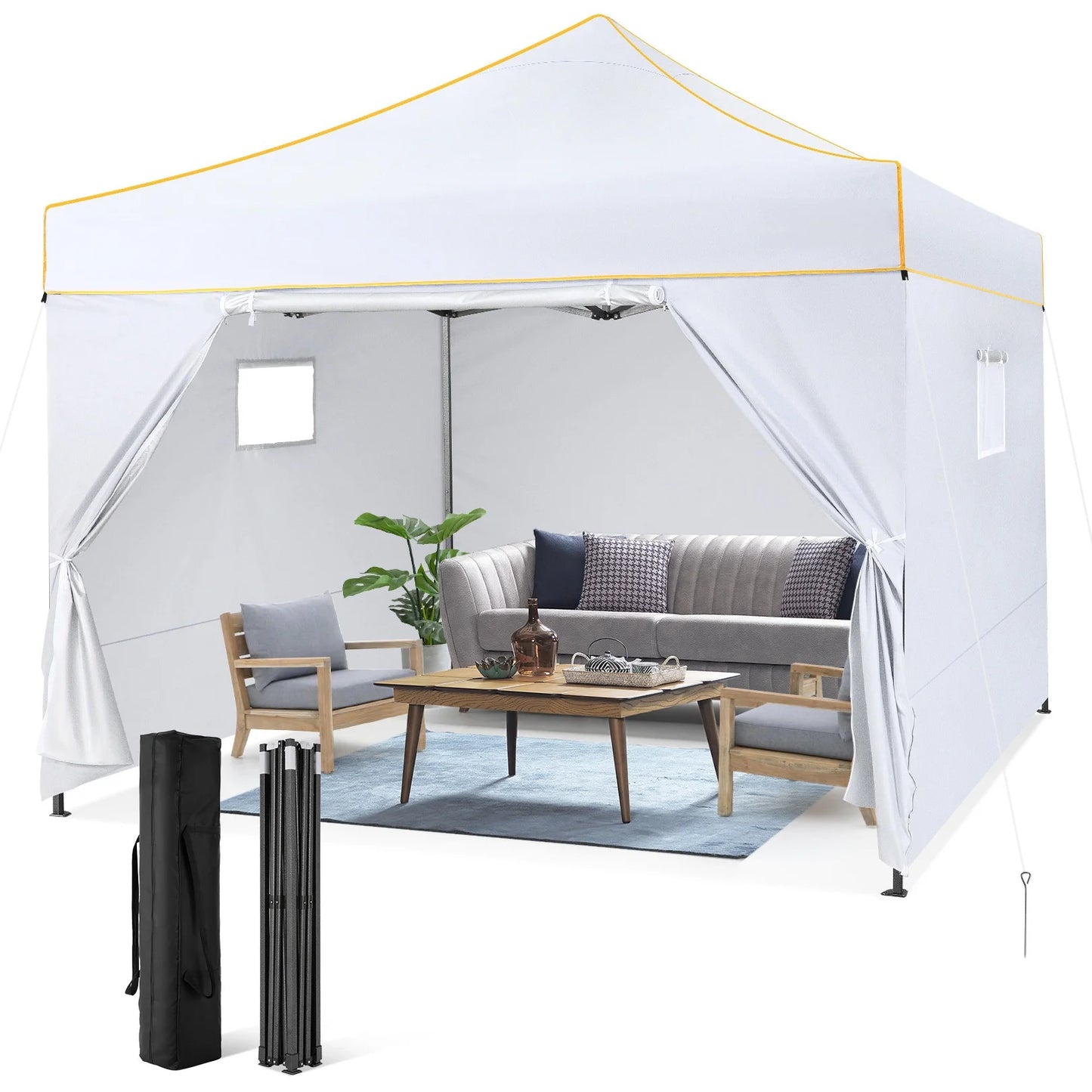 Partytent – Tuin Tent – Marktkraam Overkapping – Camping Schaduw – Waterafstotend – UV-Bestendig – Stevig Stalen Frame - 3x3m - Wit