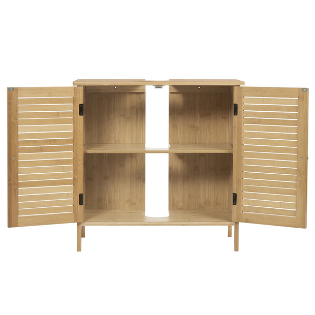 Badkamermeubel - Badkamerkast - Wastafelonderkasten - Wastafelmeubel - 60x30x60cm - 2 Deuren - Bamboe Badkamerkast - nder Wastafel Opbergkast Organizer - voor Woonkamer Slaapkamer