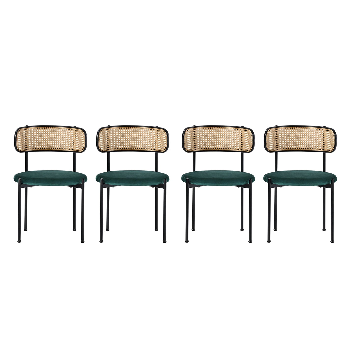 Eetkamerstoelen – Stoelen – Kuipstoelen – Dining Stoelen – Set van 4 - Velours Bekleding – Ergonomische Rugleuning - Groen - QUORE