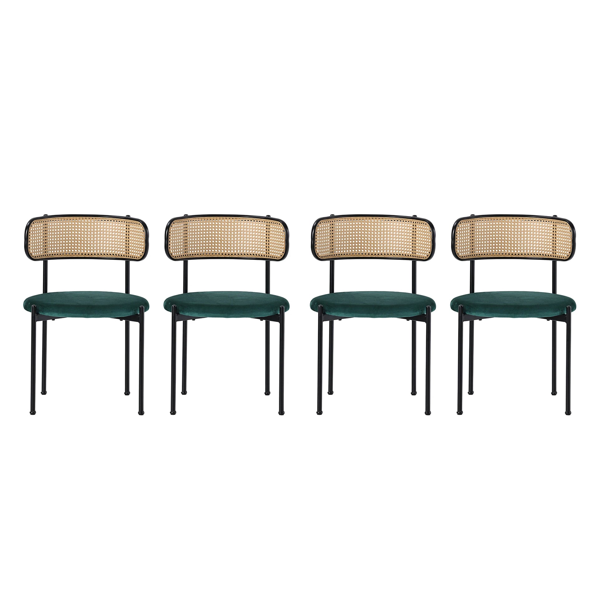 Eetkamerstoelen – Stoelen – Kuipstoelen – Dining Stoelen – Set van 4 - Velours Bekleding – Ergonomische Rugleuning - Groen - QUORE