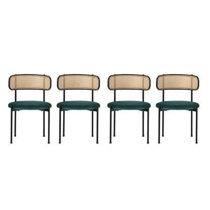 Eetkamerstoelen – Stoelen – Kuipstoelen – Dining Stoelen – Set van 4 - Velours Bekleding – Ergonomische Rugleuning - Groen - QUORE