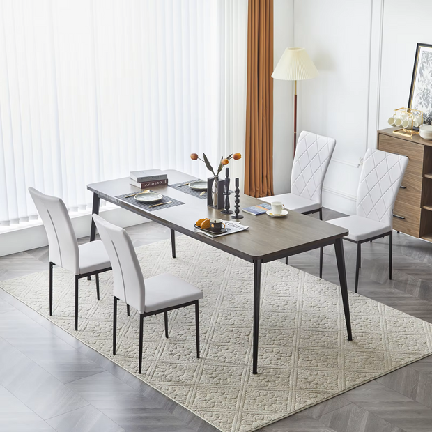 Chair - Dining Room Chairs - Set of 4 Leather Dining Room Chairs - Ergonomic - Metal Legs - High Backrest - Comfortable &amp; Stable - For Kitchen - Dining Room - 42x94.5x 59cm - White Leather