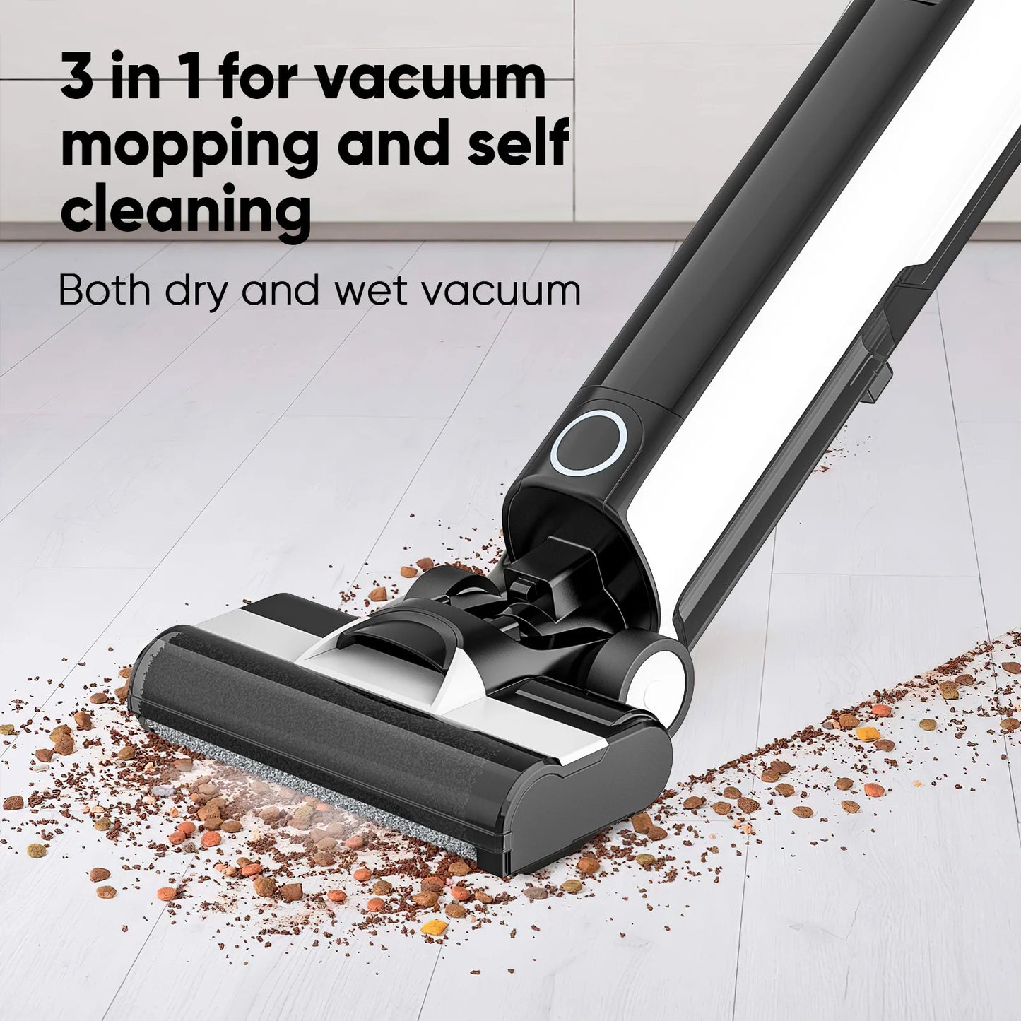 Nat En Droog Schoonmaker – Multifunctionele Mop – Dweil En Stofzuiger – Zelfreinigend – Zonder Kabels – 2600mAh Accu – 25 Cm Rollerborstel