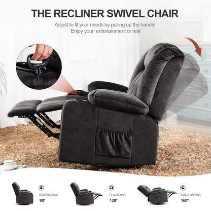 Relaxstoel – Relaxfauteuil – Verstelbare Stoel – Draaibare Fauteuil – Ligstoel – Fauteuil Met Voetsteun – Stoffen Bekleding – Maximaal 150 Kg Draagvermogen - 95.2 x 95.2 x 99.2 cm - Grijs