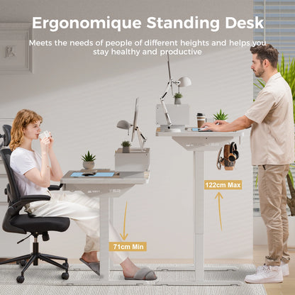 Elektrisch Zit-Sta Bureau – Verstelbaar Bureau – Bureaumeubel – Staand Bureau – Laptoptafel – 120x60 cm – 3 Hoogtegeheugen Wit