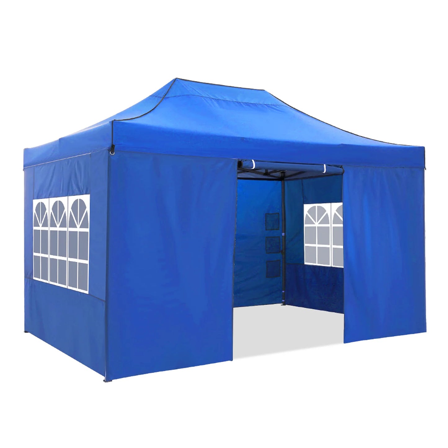 Tuinpaviljoen – Partytent – Inklapbaar Tuinhuisje – Overkapping – Beschutting – Waterdicht Polyester – Staal Frame - 3x4.5m - Blauw