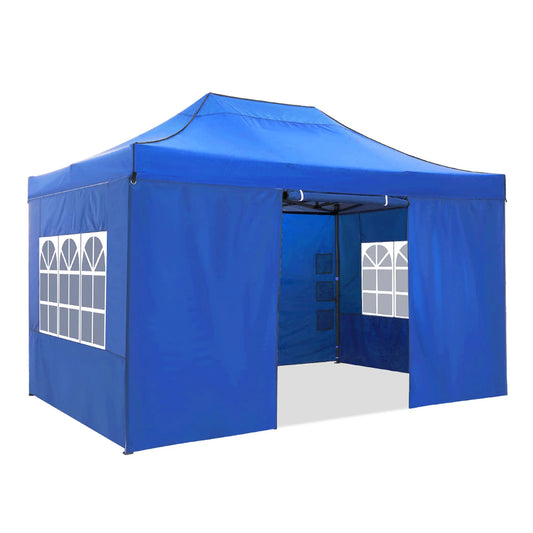 Tuinpaviljoen – Partytent – Inklapbaar Tuinhuisje – Overkapping – Beschutting – Waterdicht Polyester – Staal Frame - 3x4.5m - Blauw