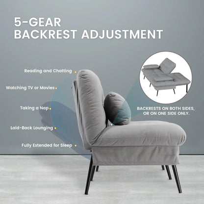 Hoekbank Met Slaapfunctie – 3-Zitsbank – Slaapbank – Loungebank – Verstelbare Rugleuning – Katoenen Fluweel – Metalen Frame - Diepblauw