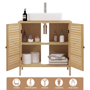 Badkamermeubel - Badkamerkast - Wastafelonderkasten - Wastafelmeubel - 60x30x60cm - 2 Deuren - Bamboe Badkamerkast - nder Wastafel Opbergkast Organizer - voor Woonkamer Slaapkamer