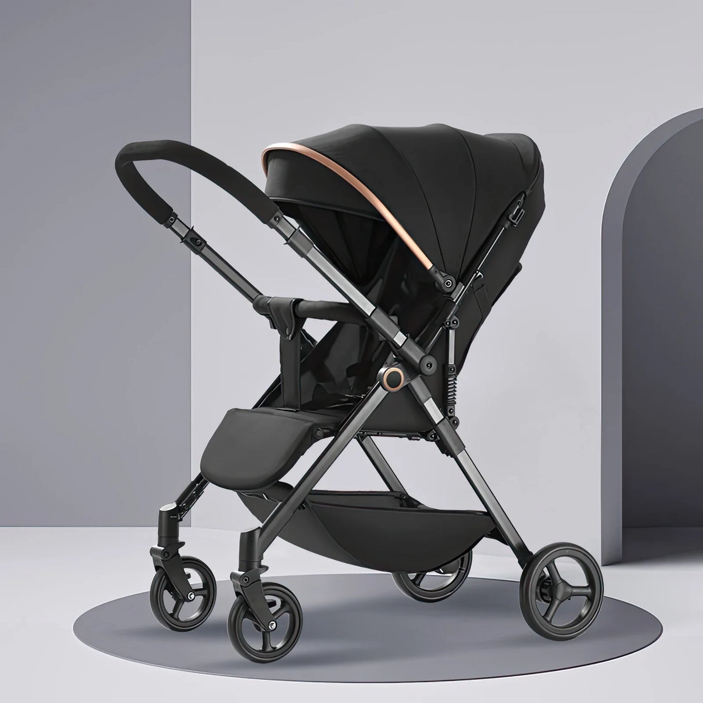 Kinderwagen – Wandelwagen - Babywagen – Inklapbaar - Compacte Baby Kinderwagen - Ultraleichte - Comfortabel - Veilig – Schokabsorptie - Zwart