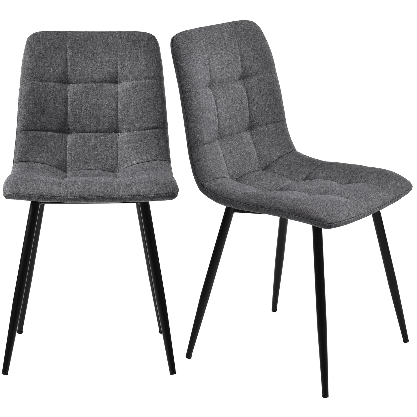 Eetkamerset – Eettafelset – Eetkamertafel Met Stoelen – Compacte Eethoek – Marmerlook Tafel – Linnen Beklede Stoelen - Donkergrijs