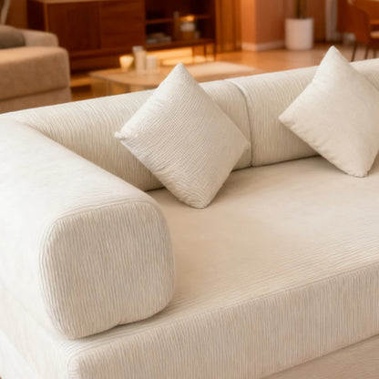 Bankstel – Zitting – Sofa – Hoekbank – Slaapbank – Modulair Ontwerp – Luxe Velvet Bekleding – 200 cm Tweezits – Off-white
