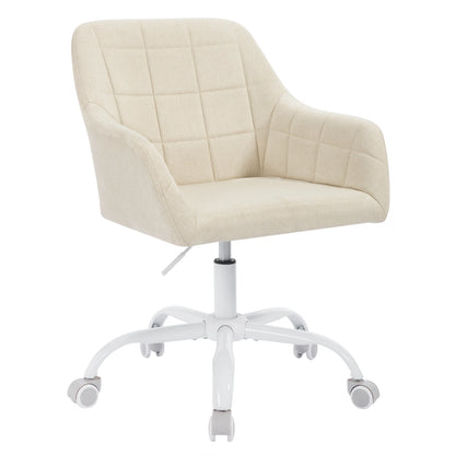 Bureaustoel – Bureaustoelen – Bureaustoel Draaibaar – Ergonomische Bureaustoel – Verstelbare Hoogte – Ademend Stof – Metalen Vijfsterbasis - Beige