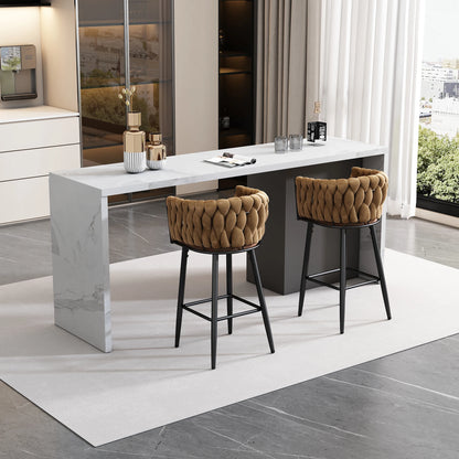 Eetkamerstoelen – Set van 4 - Velours Stoelen – Woonkamerstoelen – Velours Stoel – Metalen Poot – Draagvermogen 150 Kg – Warme Bruintint