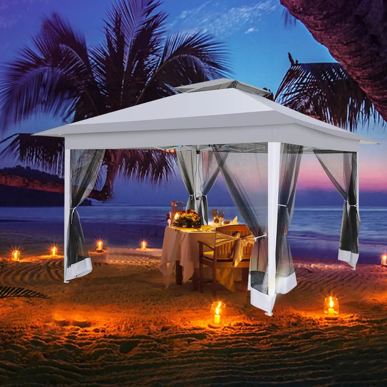Paviljoen – Tuinpaviljoen – Partytent – Overkapping – Schaduwdoek – Waterafstotend – UV-Bescherming - 3 x3 Meter - Grijs - QUORE
