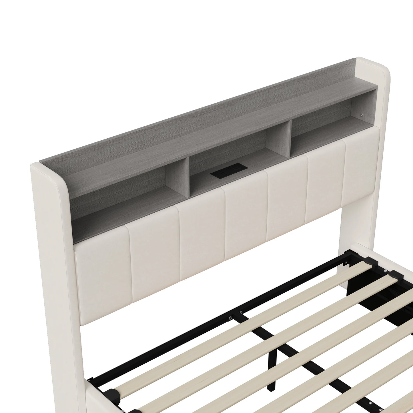 Gestoffeerd tweepersoonsbed – Tweepersoonsbed met opbergruimte – Bedframe – Slaapbed – Led-bed – Grijs Velvet – 160x200 cm – Ingebouwde LED-lichtbar – Gasdrukveer opbergruimte