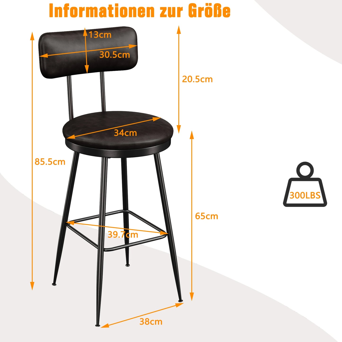 Barkrukken – Barstoelen – Hoge Stoelen – Keukenstoelen – Eetkamerstoelen – Zwart – PU Kunstleer – Stevig Metalen Frame – Set van 4