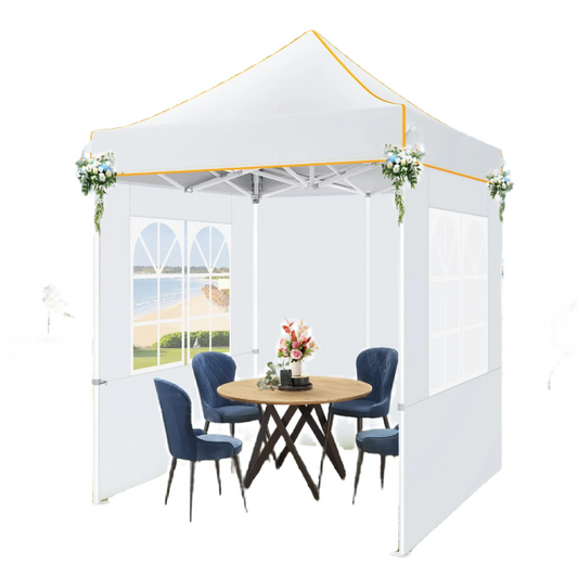 Partytent –  Pop-Up Luifel – Zonnescherm – Overkapping – Tuinpaviljoen – Waterdicht Oxford Doek – Verstelbare Hoogte - 2 x 2 Meter - Wit
