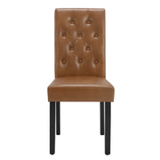 Chair - Dining Room Chairs - Set of 2 Faux Leather Dining Room Chairs - Ergonomic - Solid Wood Legs - High Backrest - Comfortably Padded - Ergonomic &amp; Durable - For Kitchen - Dining Room - 44x99x59cm - Brown