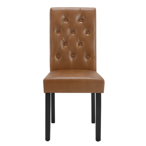 Chair - Dining Room Chairs - Set of 2 Faux Leather Dining Room Chairs - Ergonomic - Solid Wood Legs - High Backrest - Comfortably Padded - Ergonomic &amp; Durable - For Kitchen - Dining Room - 44x99x59cm - Brown