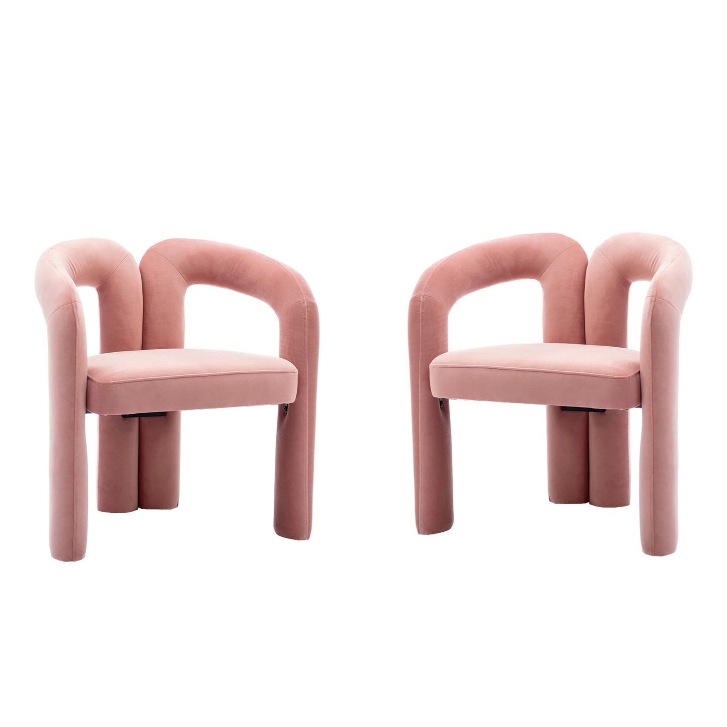Eetkamerstoelen – Gestoffeerde Stoelen – Velvet Stoelen – Houten Stoelen – Comfortabele Zitting – Maximaal 150 Kg Draagvermogen - Roze