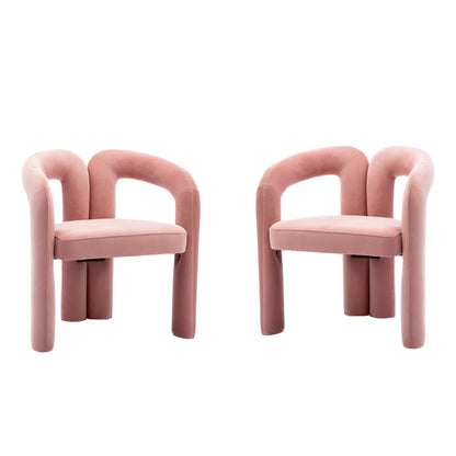 Eetkamerstoelen – Gestoffeerde Stoelen – Velvet Stoelen – Houten Stoelen – Comfortabele Zitting – Maximaal 150 Kg Draagvermogen - Roze