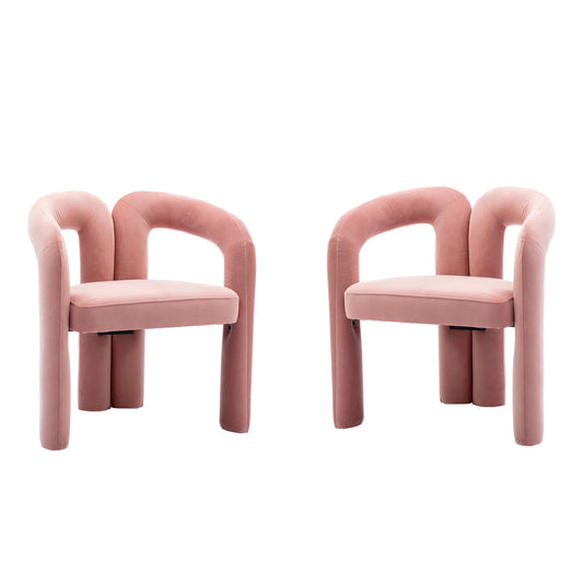 Eetkamerstoelen – Gestoffeerde Stoelen – Velvet Stoelen – Houten Stoelen – Comfortabele Zitting – Maximaal 150 Kg Draagvermogen - Roze