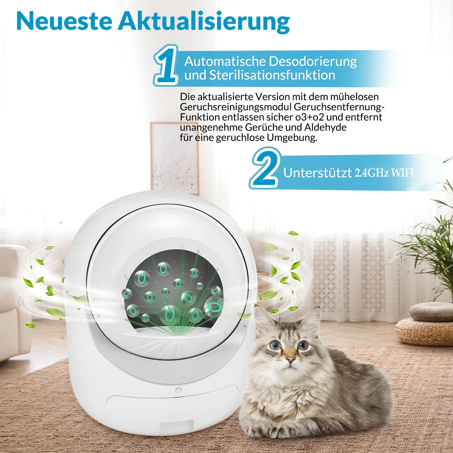 Automatische Zelfreinigende Kattenbak – Slimme Kattenbak – Zelfreinigende Bak – Kattenbak Met Sensor – Geurfiltersysteem – 10L Afvalcontainer – Fluisterstil Design - L - Wit