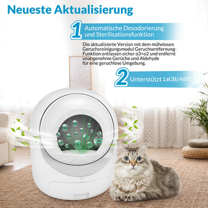Automatische Zelfreinigende Kattenbak – Slimme Kattenbak – Zelfreinigende Bak – Kattenbak Met Sensor – Geurfiltersysteem – 10L Afvalcontainer – Fluisterstil Design - L - Wit